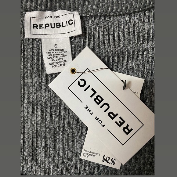 FOR THE REPUBLIC Long Sleeve Top Gray  Size S - Picture 7 of 7